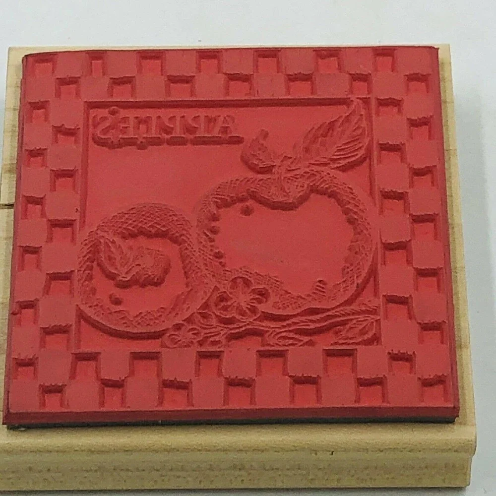 APPLES HAMPTON ARTS RUBBER STAMP WOOD MTD XL